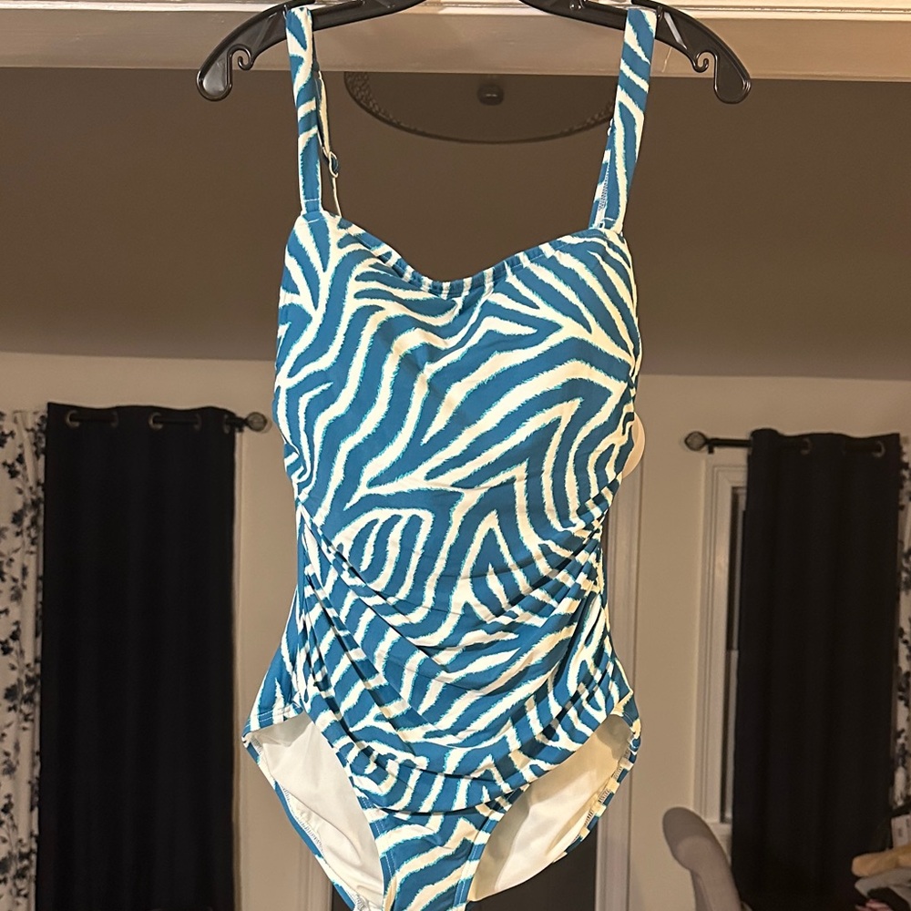 Coco Reef Teal/White Zebra Print One Piece Swimsuit
